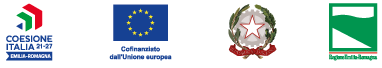 Loghi di: "Coesione Italia 21-27 Emilia Romagna", "Cofinanziato dall'Unione Europea", "Ministero Italiano" e "Regione Emilia Romagna"